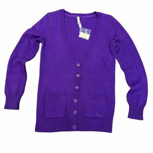 Aeropostale Purple Cardigan Sweater | Medium | NWT | Rabbit Hair Wool Blend
